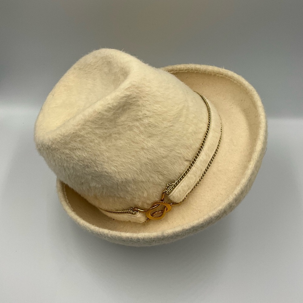 Fedora Hat Cream with Gold Accent